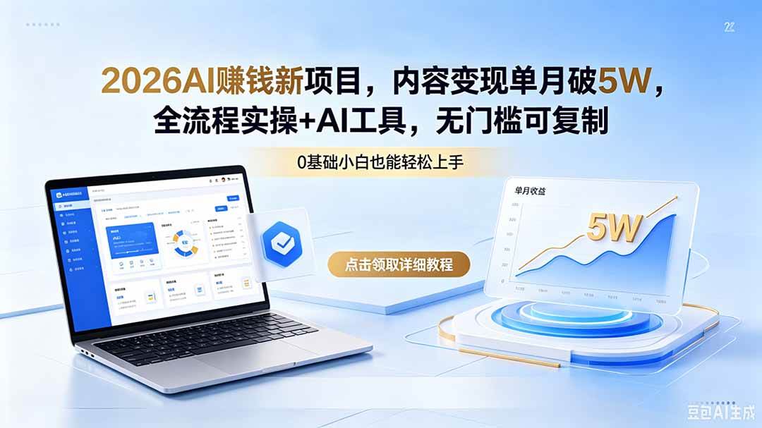 图片[1]|2026AI赚钱新项目，内容变现单月破5W，全流程实操+AI工具，无门槛可复制|52搬砖-我爱搬砖网