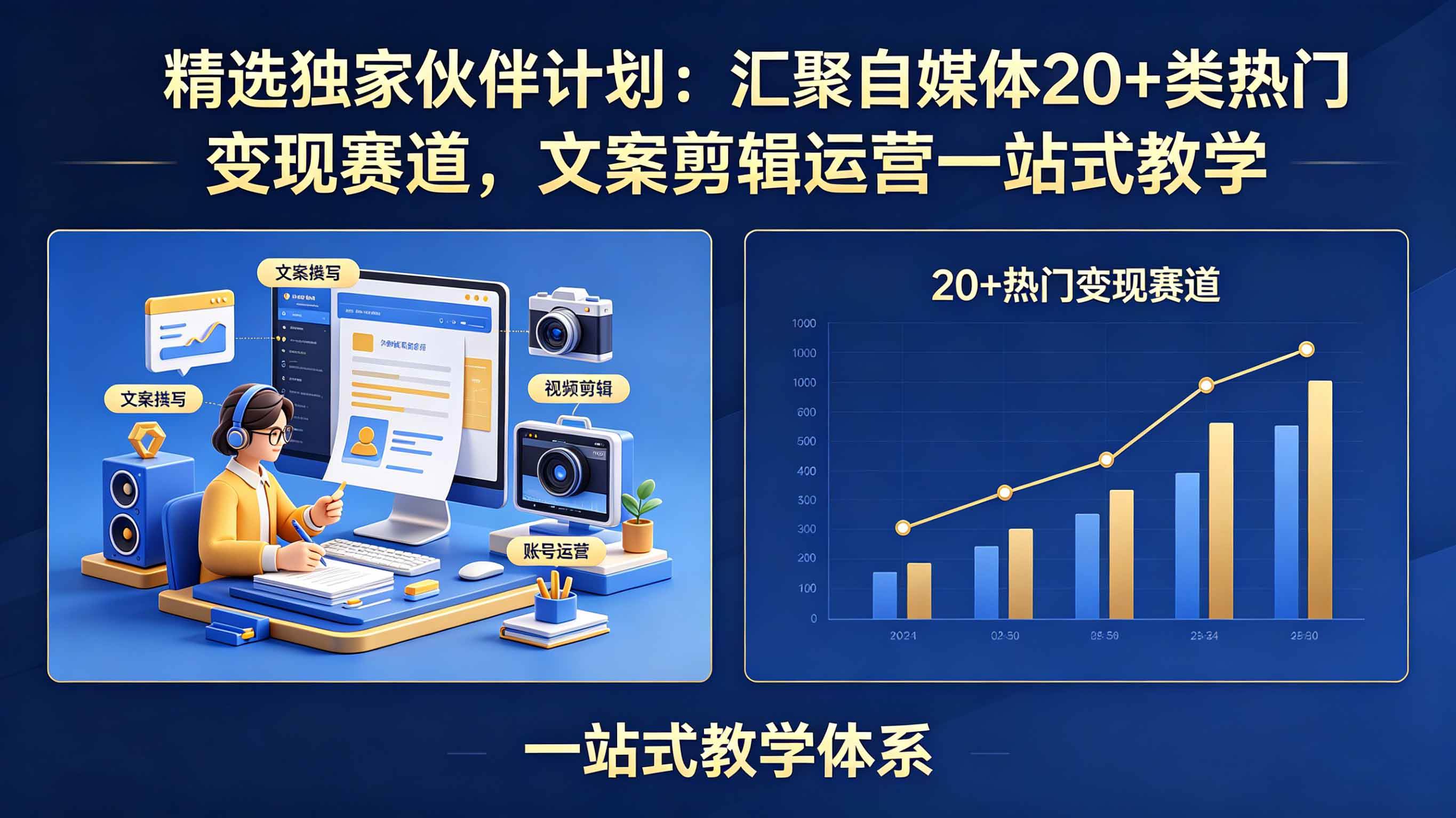 图片[1]|精选独家伙伴计划：汇聚自媒体20+类热门变现赛道，文案剪辑运营一站式教学|52搬砖-我爱搬砖网