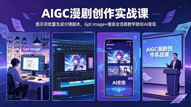 AIGC漫剧创作实战课-更新5月16，提示词批量生成分镜剧本，Gpt image+维洛全流程教学助你AI变现|52搬砖-我爱搬砖网