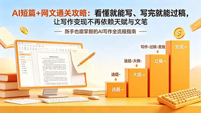 AI短篇+网文通关攻略-更新4月:看懂就能写、写完就能过稿,让写作变现不再依赖天赋与文笔|52搬砖-我爱搬砖网