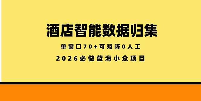 酒店智能数据归集，小众蓝海已经稳定半年之久，单窗口70+零成本矩阵开干|52搬砖-我爱搬砖网