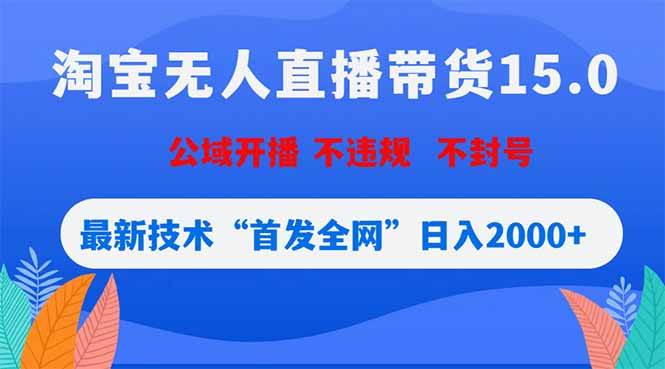 淘宝无人直播带货15.0，不封号，不违规，公域玩法，首发全网日入2000+|52搬砖-我爱搬砖网