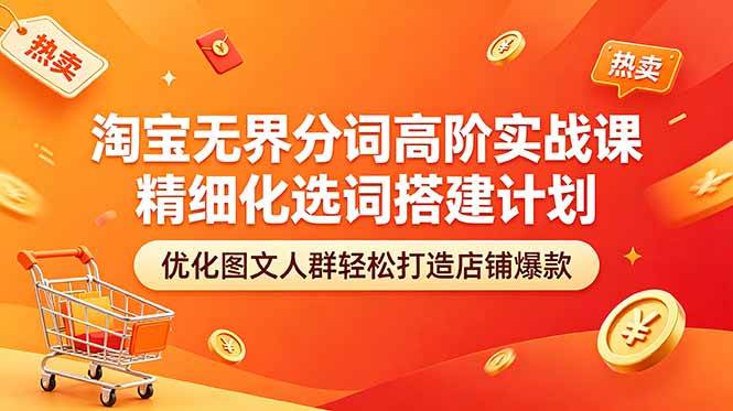 淘宝无界分词高阶实战课 精细化选词搭建计划 优化图文人群轻松打造店铺爆款|52搬砖-我爱搬砖网