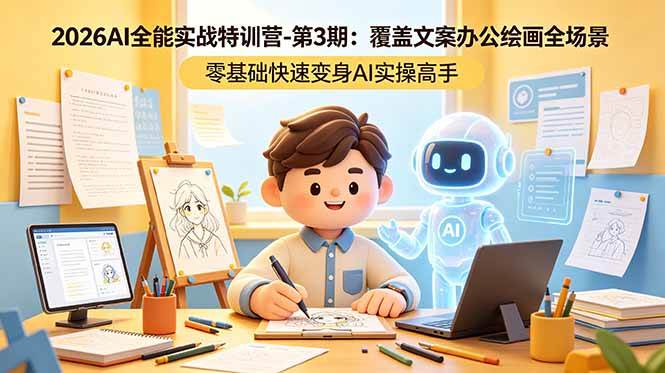 2026AI全能实战特训营-第3期：覆盖文案办公绘画全场景 零基础快速变身AI实操高手|52搬砖-我爱搬砖网