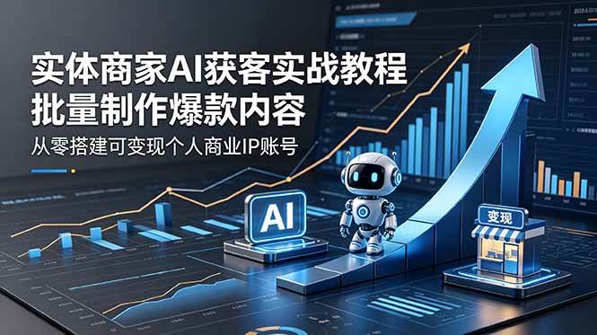 实体商家AI获客实战教程：批量制作爆款内容，从零搭建可变现个人商业IP账号|52搬砖-我爱搬砖网