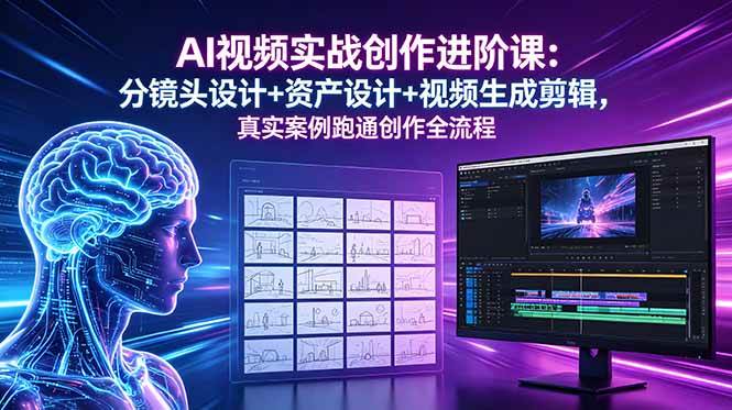 AI视频实战创作进阶课：分镜头设计+资产设计+视频生成剪辑，真实案例跑通创作全流程|52搬砖-我爱搬砖网