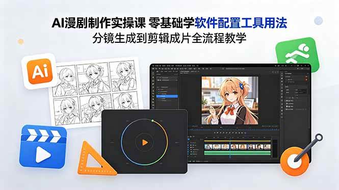 AI漫剧制作实操课 零基础学软件配置工具用法 分镜生成到剪辑成片全流程教学|52搬砖-我爱搬砖网