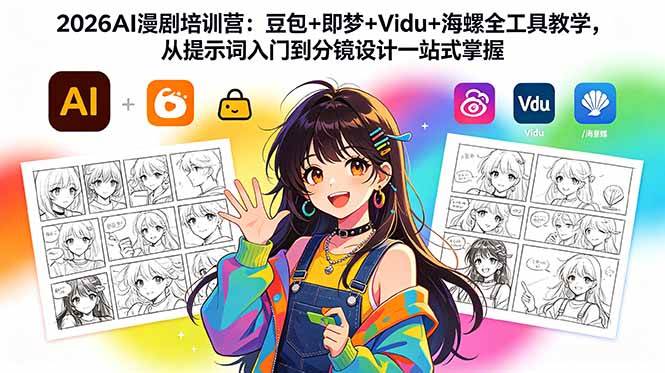 2026AI漫剧培训营：豆包+即梦+Vidu+海螺全工具教学，从提示词入门到分镜设计一站式掌握|52搬砖-我爱搬砖网