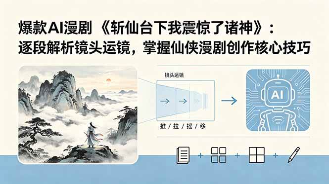 爆款AI漫剧《斩仙台下我震惊了诸神》:逐段解析镜头运镜,掌握仙侠漫剧创作核心技巧|52搬砖-我爱搬砖网