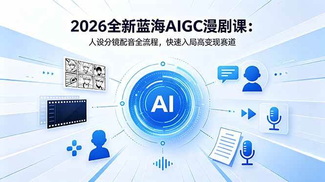 2026全新蓝海AIGC漫剧课:人设分镜配音全流程,快速入局高变现赛道|52搬砖-我爱搬砖网