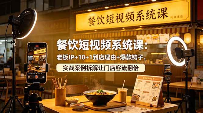 餐饮短视频系统课：老板IP+10+1到店理由+爆款钩子，实战案例拆解让门店客流翻倍|52搬砖-我爱搬砖网