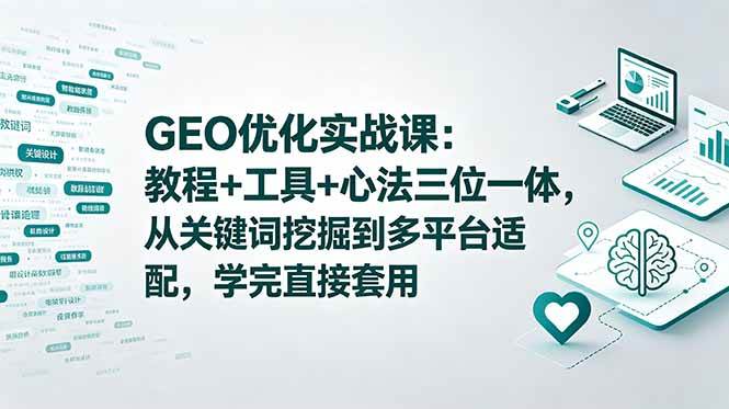 GEO优化实战课：教程+工具+心法三位一体，从关键词挖掘到多平台适配，学完直接套用|52搬砖-我爱搬砖网