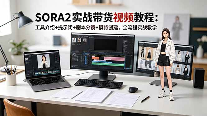 SORA2实战带货视频教程：工具介绍+提示词+剧本分镜+模特创建，全流程实战教学|52搬砖-我爱搬砖网