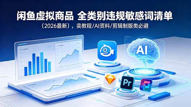 闲鱼虚拟商品 全类别违规敏感词清单，卖教程/AI资料/剪辑制版类必避|52搬砖-我爱搬砖网