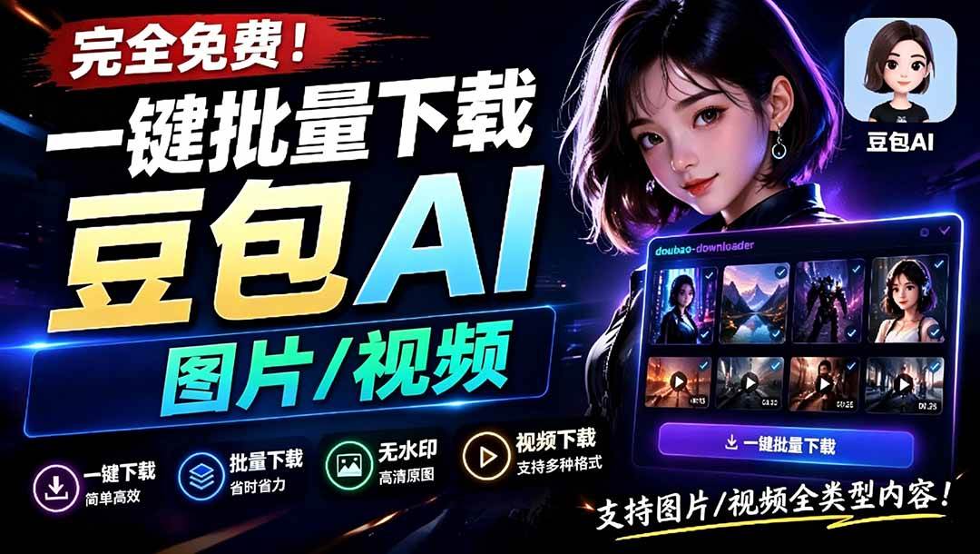 图片[1]|Github最新发布！一键批量下载豆包AI无水印图片/视频，简单易用，自动解析提示词，doubao-downloader|52搬砖-我爱搬砖网
