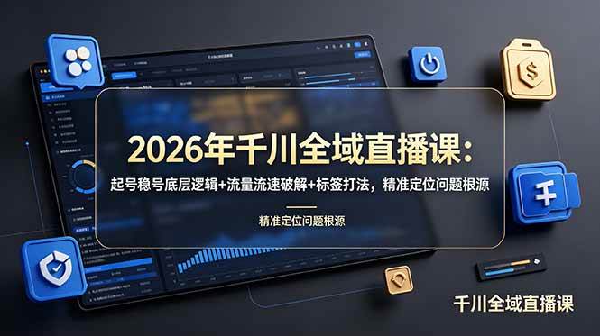 2026年千川全域直播课：起号稳号底层逻辑+流量流速破解+标签打法，精准定位问题根源|52搬砖-我爱搬砖网