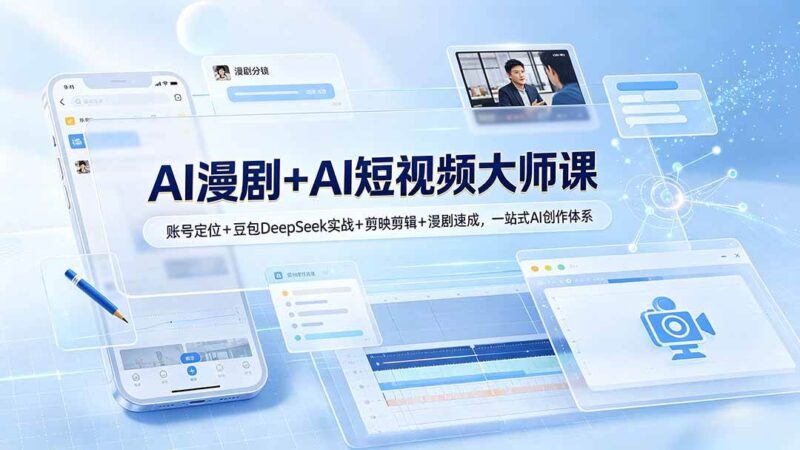 AI漫剧+AI短视频大师课：账号定位+豆包DeepSeek实战+剪映剪辑+漫剧速成，一站式AI创作体系|52搬砖-我爱搬砖网