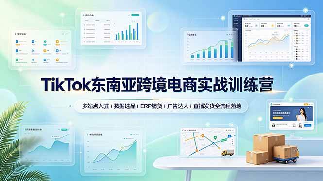 TikTok东南亚跨境电商实战训练营：多站点入驻+数据选品+ERP铺货+广告达人+直播发货全流程落地|52搬砖-我爱搬砖网
