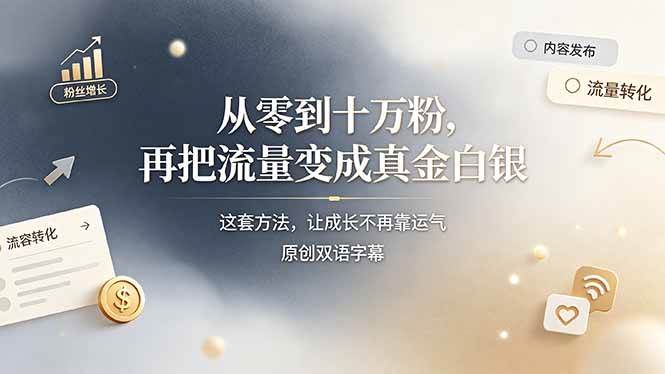 从零到十万粉，再把流量变成真金白银——这套方法，让成长不再靠运气【原创双语字幕】|52搬砖-我爱搬砖网
