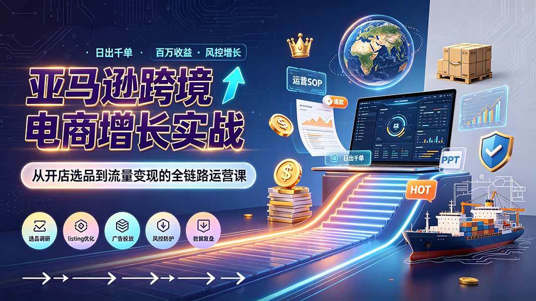 图片[1]|亚马逊0-1孵化特训营8期：从注册风控到稳定日出千单实战，规避审核封店风险，标准化执行流程落地|52搬砖-我爱搬砖网