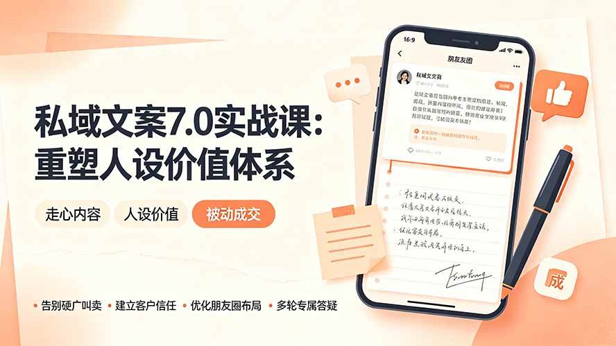 图片[1]|私域文案实战课7.0：重塑人设价值体系｜-告别硬广推销×走心内容×自我价值塑造，实现被动成交|52搬砖-我爱搬砖网