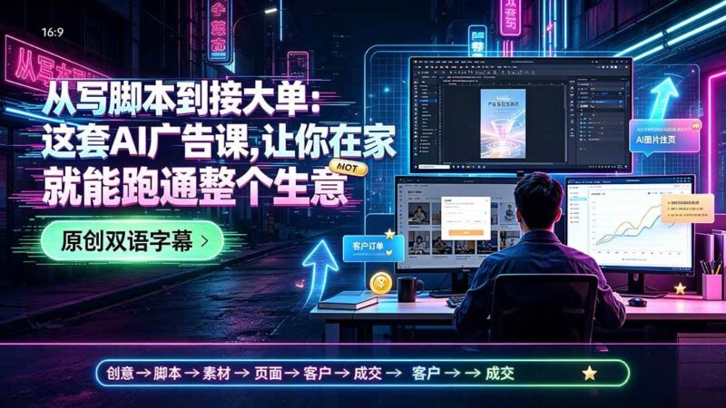 从写脚本到接大单：这套AI广告课，让你在家就能跑通整个生意【原创双语字幕】|52搬砖-我爱搬砖网