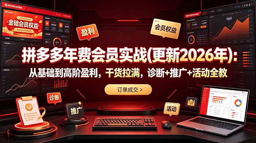 图片[1]|拼多多年费会员实战(更新2026年)：从基础到高阶盈利，干货拉满，诊断+推广+活动全教|52搬砖-我爱搬砖网