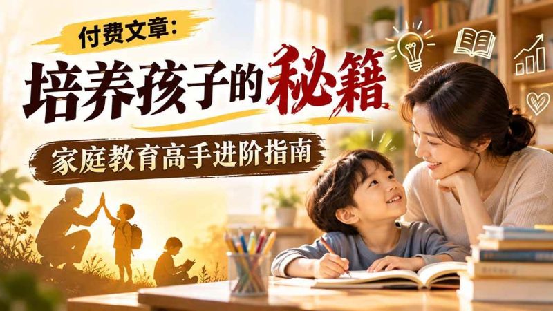 付费文章:培养孩子的秘籍,家庭教育高手进阶指南|52搬砖-我爱搬砖网
