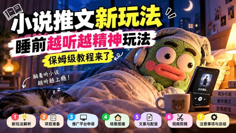 小说推文新玩法，睡前越听越精神玩法，保姆级教程来了|52搬砖-我爱搬砖网