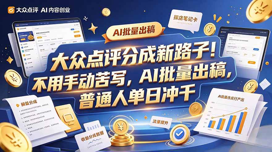 图片[1]|大众点评副业新玩法，工具提效解放双手，批量做笔记，单日可破千|52搬砖-我爱搬砖网
