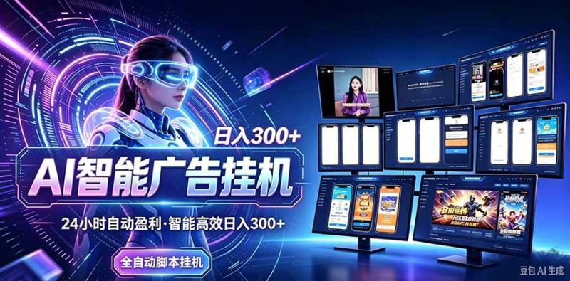 24小时AI广告挂机｜在家就能做的被动副业|52搬砖-我爱搬砖网