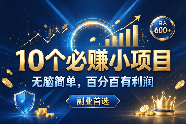 10个必赚的前小项目,超级的简单,百分百赚米,副业首选,日收600+|52搬砖-我爱搬砖网