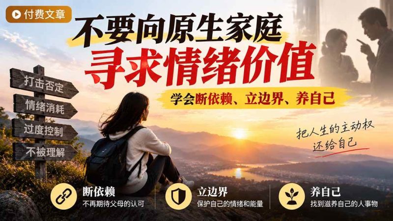 付费文章:不要向原生家庭寻求情绪价值,学会断依赖、立边界、养自己|52搬砖-我爱搬砖网