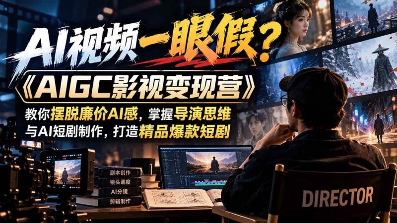 【无水印】AI视频一眼假?《AIGC影视变现营》教你摆脱廉价AI感,掌握导演思维与AI短剧制作,打造精品爆款短剧|52搬砖-我爱搬砖网