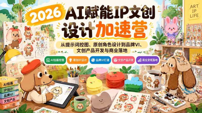 2026AI赋能IP文创设计加速营:从提示词控图、原创角色设计到品牌VI、文创产品开发与商业落地|52搬砖-我爱搬砖网
