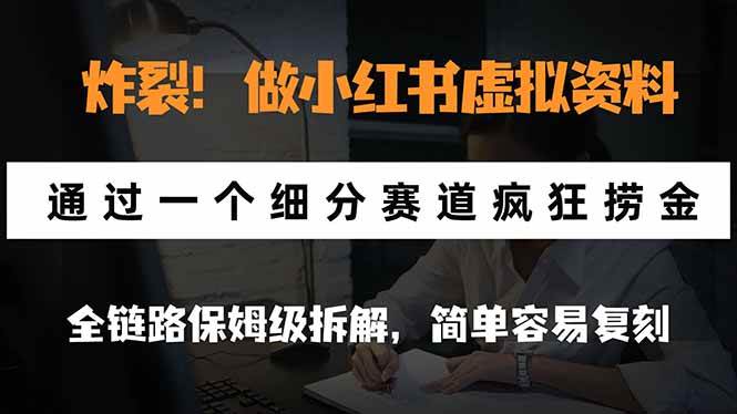 炸裂！做小红书虚拟资料，通过一个细分赛道疯狂捞金，全链路保姆级拆解，简单容易复刻|52搬砖-我爱搬砖网