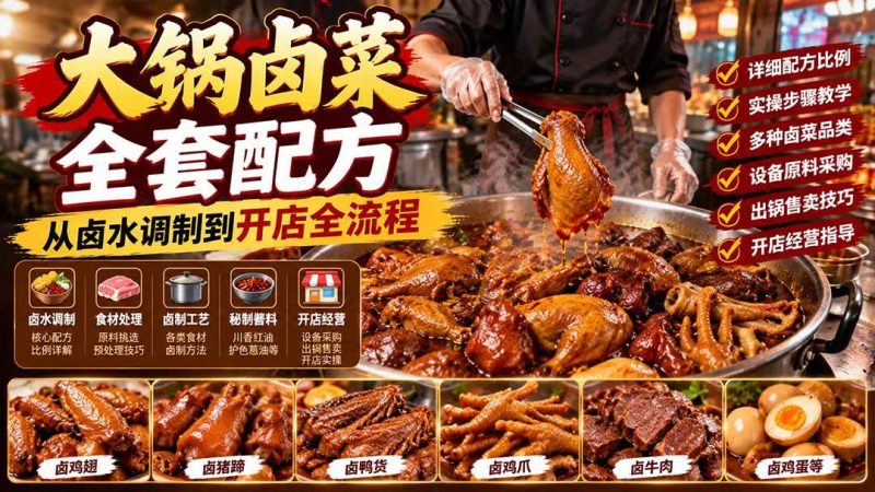 大锅卤菜全套配方，从卤水调制到开店全流程，感觉学会了去摆摊也不错|52搬砖-我爱搬砖网