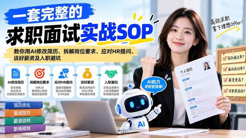 一套完整的求职面试实战SOP:教你用AI修改简历、拆解岗位要求、应对HR提问、谈好薪资及入职避坑|52搬砖-我爱搬砖网