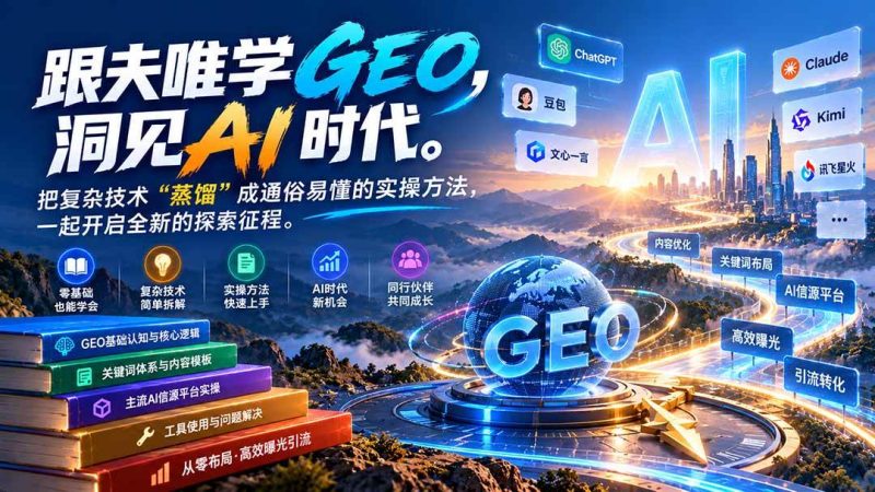 跟夫唯学GEO-更新1030，洞见AI时代。把复杂技术 “蒸馏” 成通俗易懂的实操方法，一起开启全新的探索征程|52搬砖-我爱搬砖网