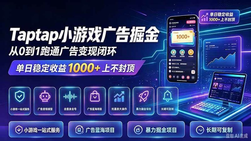 TapTap小游戏广告掘金日赚收益1000+上不封顶|52搬砖-我爱搬砖网